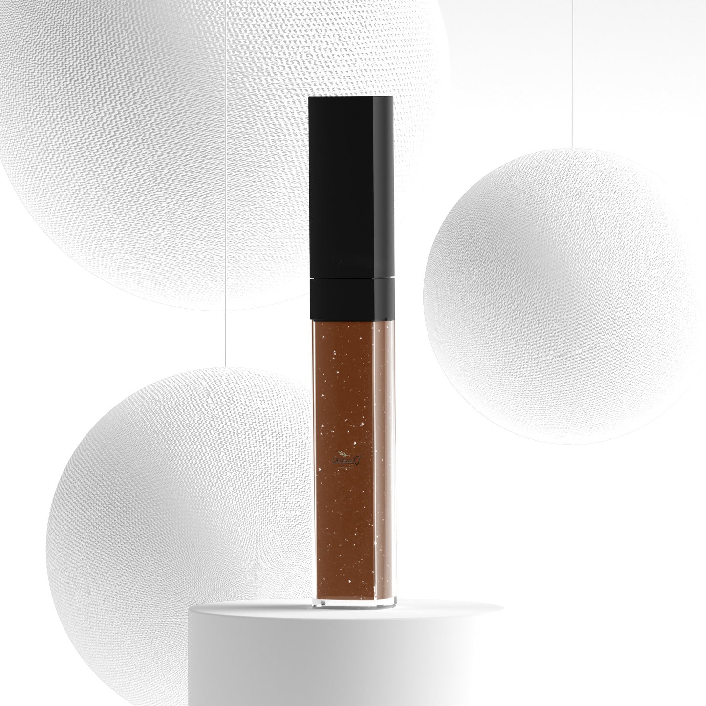My Store liquid lipstick in brown shade featuring organic lip gloss with a sleek black cap