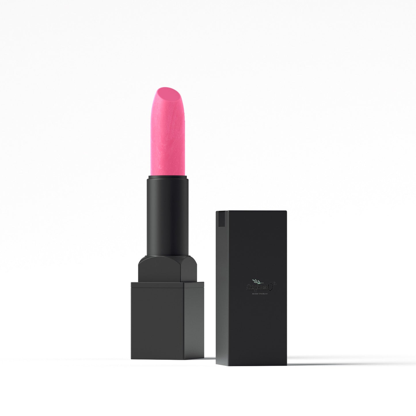 My Store natural pink lipstick with sleek black case shown with cap off on white background