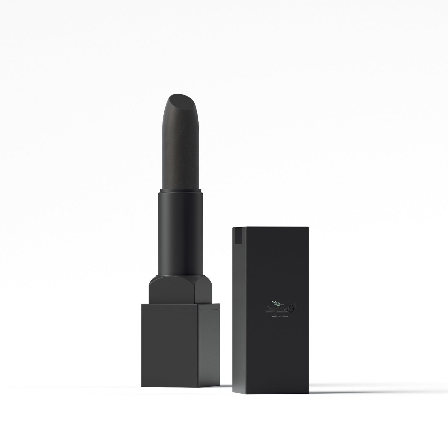 Matte black organic purple lipstick with sleek black packaging from My Store