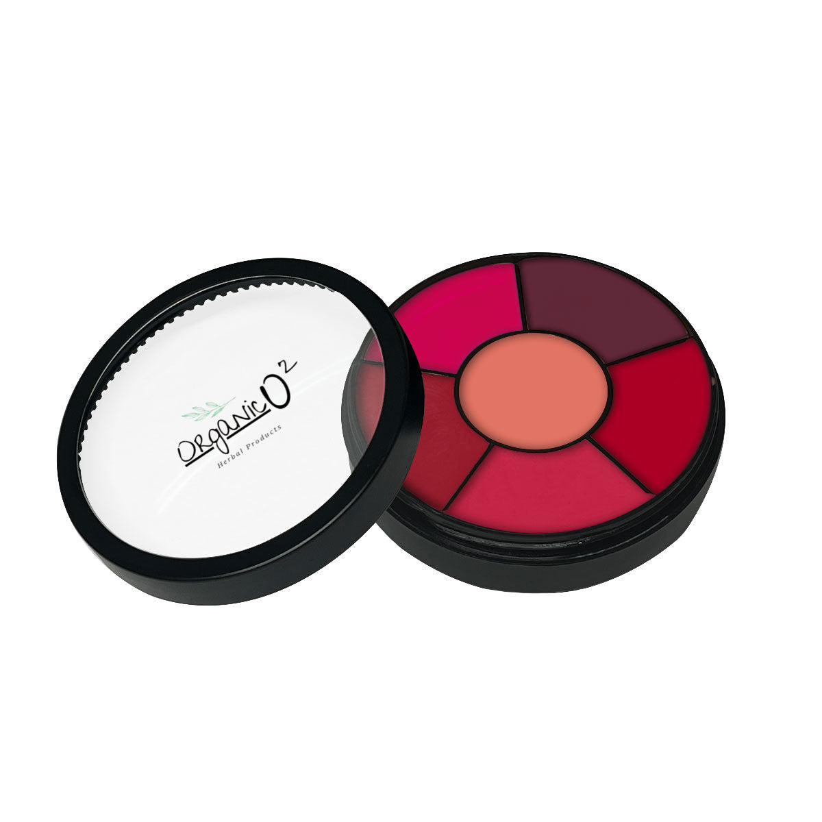 My Store lipstick-wheel featuring long-lasting organic lip shades in vibrant red and pink tones